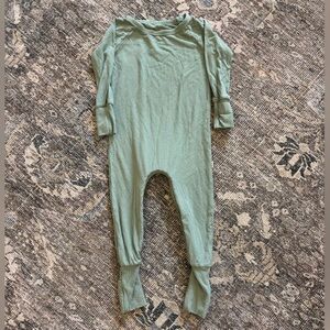 Little Sleepies Olive Ribbed Baby Crescent Zippy